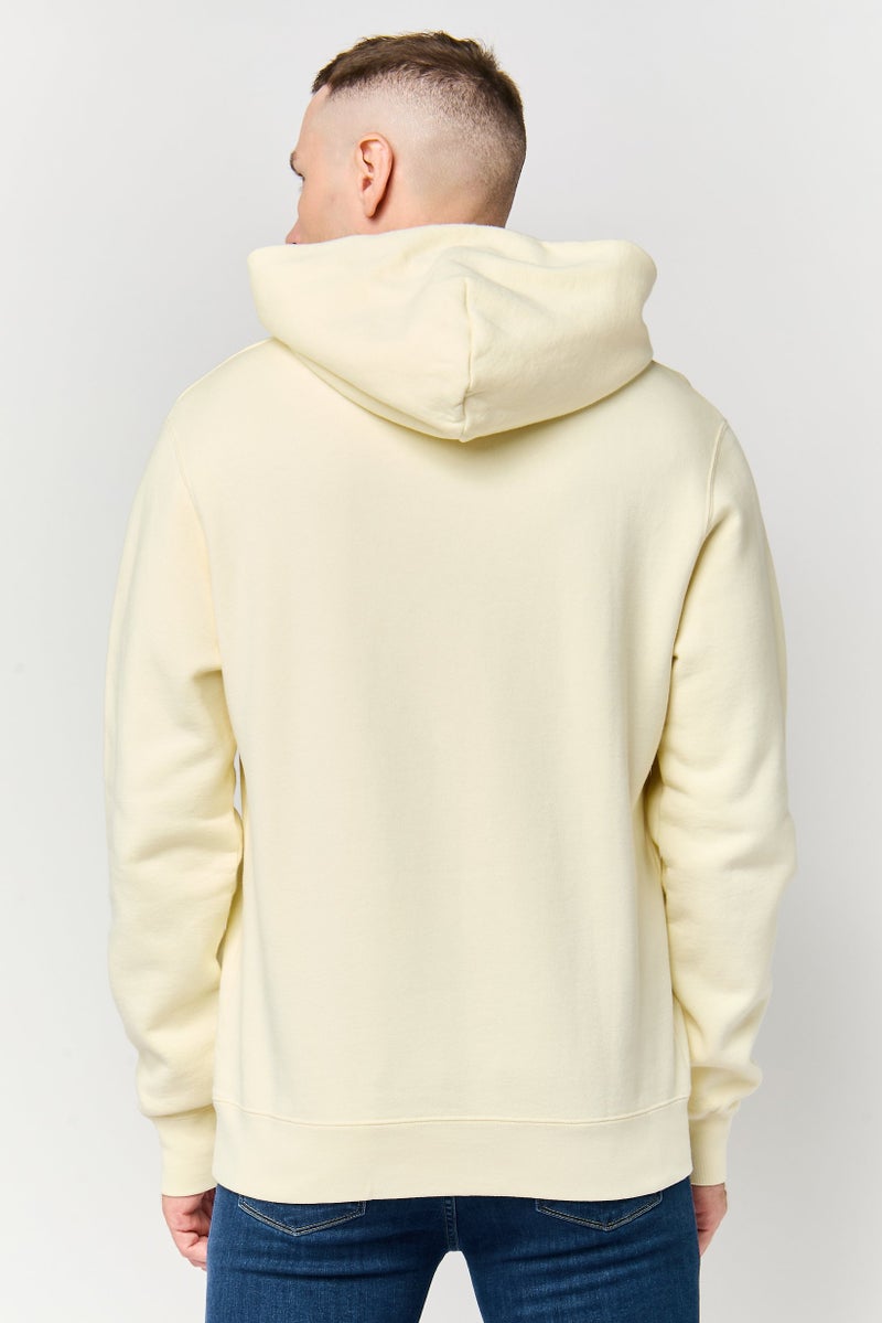 Wrangler Men Embroidered Long Sleeve Hoodie, Cream - Image 4