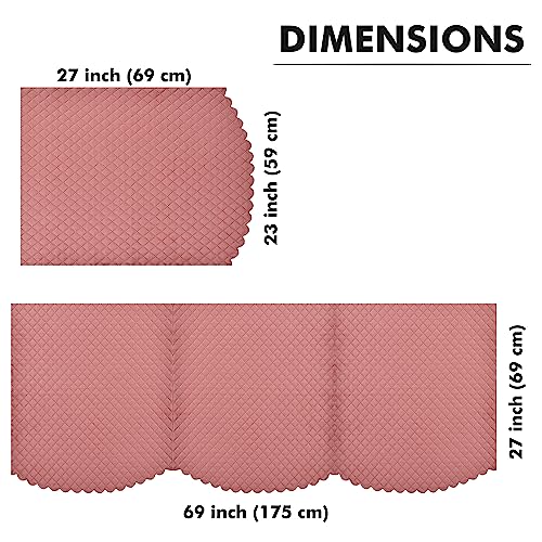 Yellow Weaves 3 Seater Self Design Quilted Sofa Cover with Arm Cover, Seat & Back Cover, Color - Rose Gold - Image 4