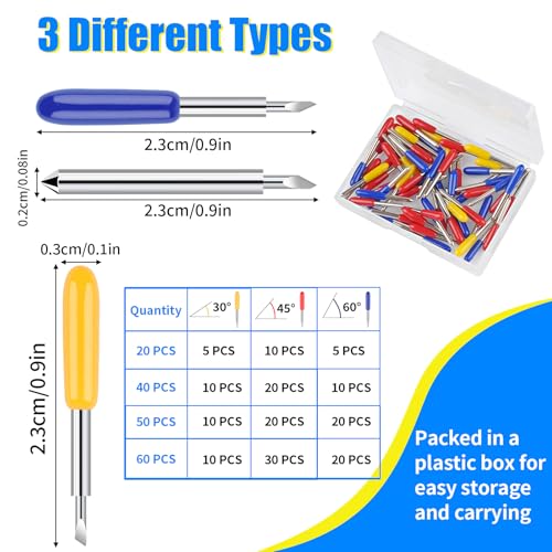 MOWPOG 40 PCS Replacement Cutting Blades, Fine Point Blade Compatible with Explore Air 2/Air 3/Maker/Maker 3, 20 PCS Standard Blades, 10 PCS Deep Cutting Blades and 10 PCS Fine Point Blades - Image 2
