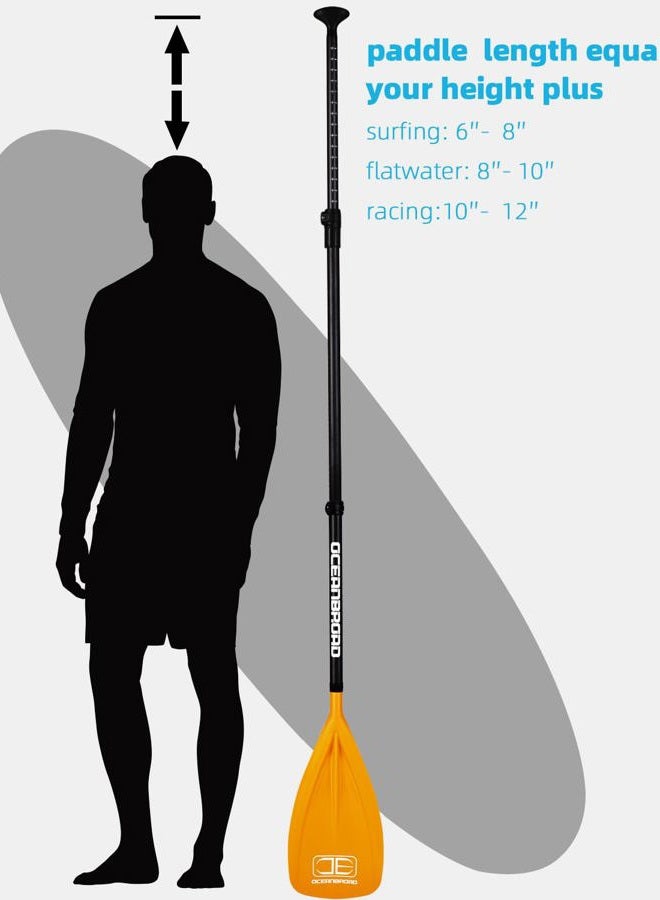 OCEANBROAD SUP Paddle Board Paddle 3 Pieces Adjustable Carbon Shaft Stand up Paddle with Bag - Image 5