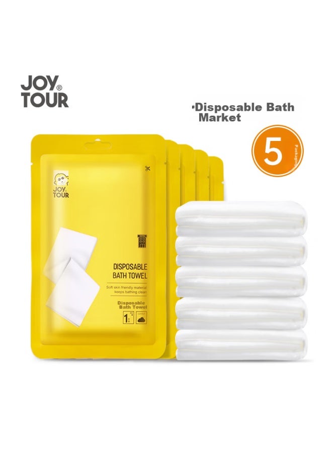 JOY TOUR Joytour Disposable Bath Towels, Large Size, Vacuum-sealed Non-compressed Face Towels, Soft Cotton Wipes, Portable Travel Accessories, Pack Of 5 - Image 1