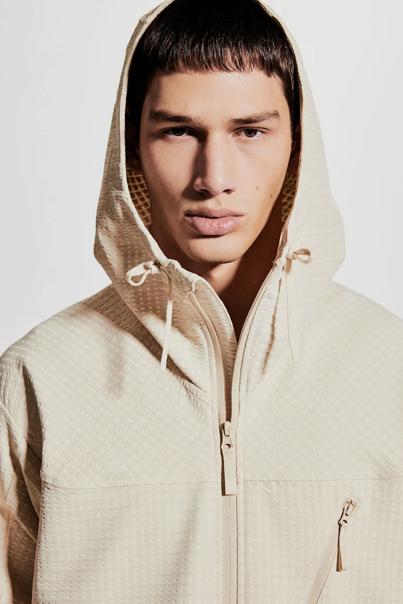 اتش اند ام جاكيت للتدفئة من نسيج دراي موف