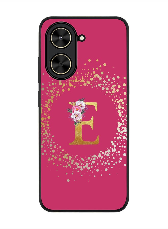 Stylizedd For Xiaomi Poco C71 / Redmi A5 4G Case,Slim fit Camera Protection, Shockproof Thin Phone cover  - Custom Monogram Floral - E ( Deep Pink )