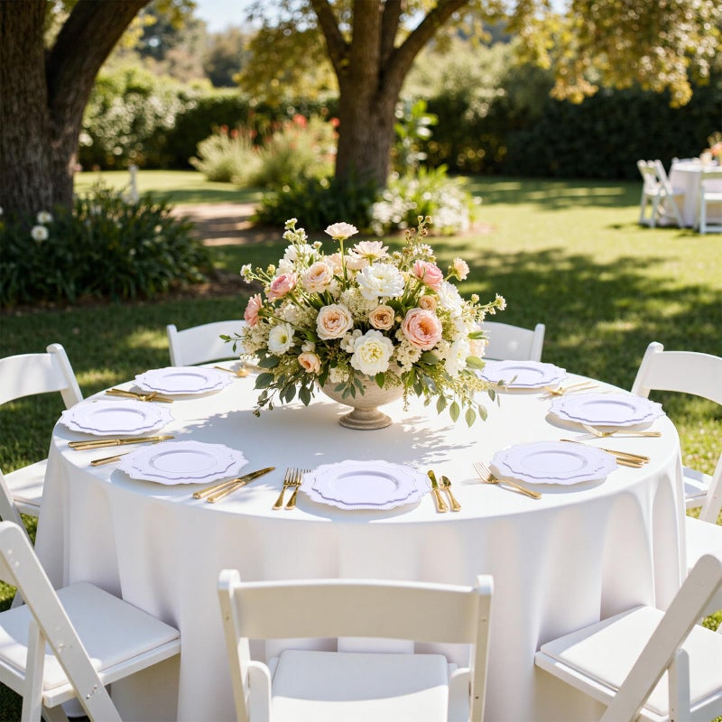 COLOSUS 60PCS White Plastic Plates for 30 guests-Fancy Plastic Beaded Plates,Plastic Plates for Party, Elegant White plates,Include 30 PCS 10.5" Dinner plates & 30PCS 8.25" Dessert plates for easter - Image 4
