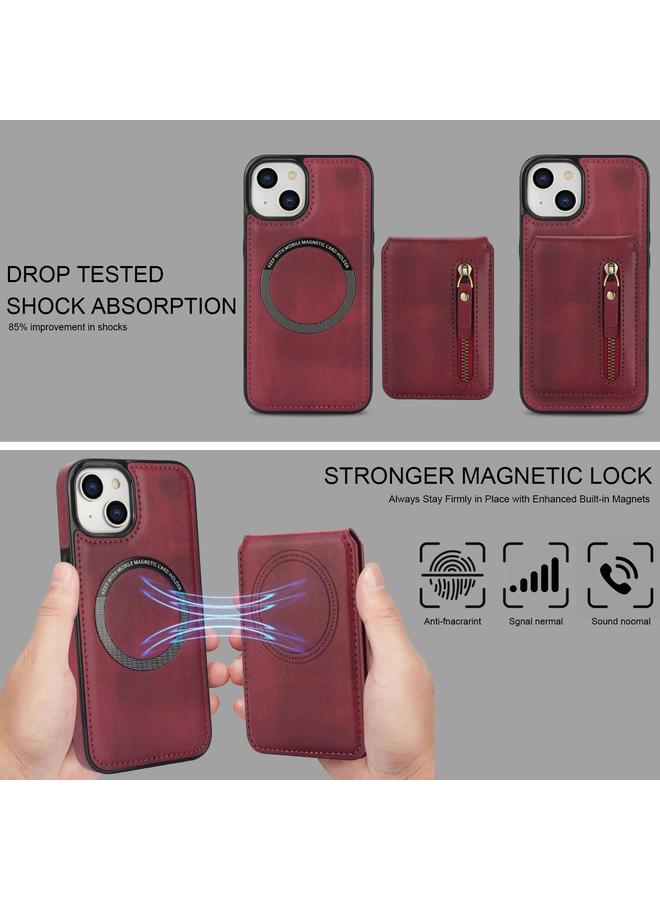 S-TOP Case For iPhone 12 mini Zipper Wallet Split MagSafe Leather Back Phone Case - Image 5