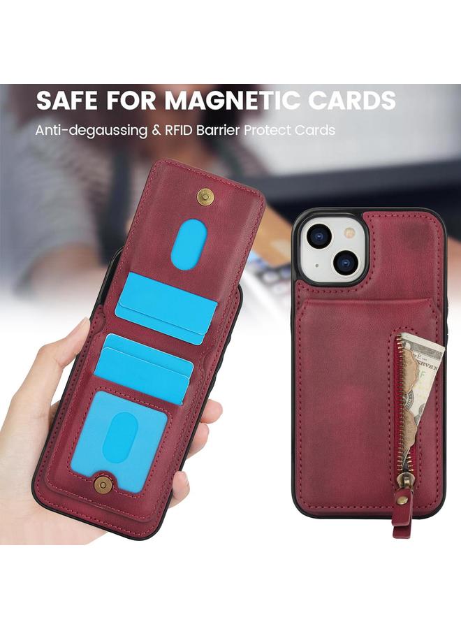 S-TOP Case For iPhone 12 mini Zipper Wallet Split MagSafe Leather Back Phone Case - Image 4