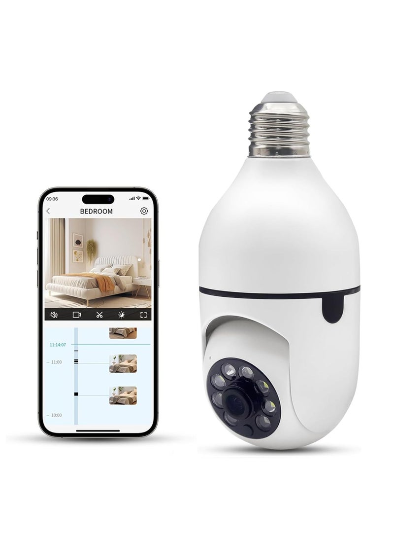 360 Degree Wireless Bulb-Shaped Security Camera for Home Security with Night Vision and Smart Motion Detection for Home Protection with Continuous Recording or Motion Detection - Image 1
