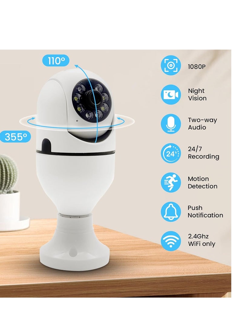 360 Degree Wireless Bulb-Shaped Security Camera for Home Security with Night Vision and Smart Motion Detection for Home Protection with Continuous Recording or Motion Detection - Image 4