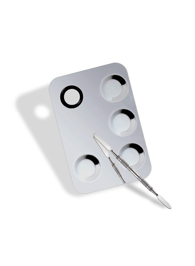 Penugo Upgrade Mixing Makeup Palette, Stainless Steel Cosmetic Palette with Spatula Tool, Nail-art Cosmetic Palette for Mixing Cosmetic and Pigment - Image 1
