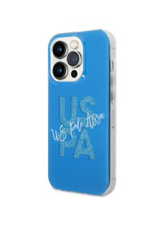 U.S. Polo Assn. U.S. Polo Glitter Script Card Case For iPhone 15 Pro Max (Blue)  - Image 1