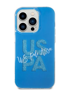 U.S. Polo Assn. U.S. Polo Glitter Script Card Case For iPhone 15 Pro Max (Blue)  - Image 3