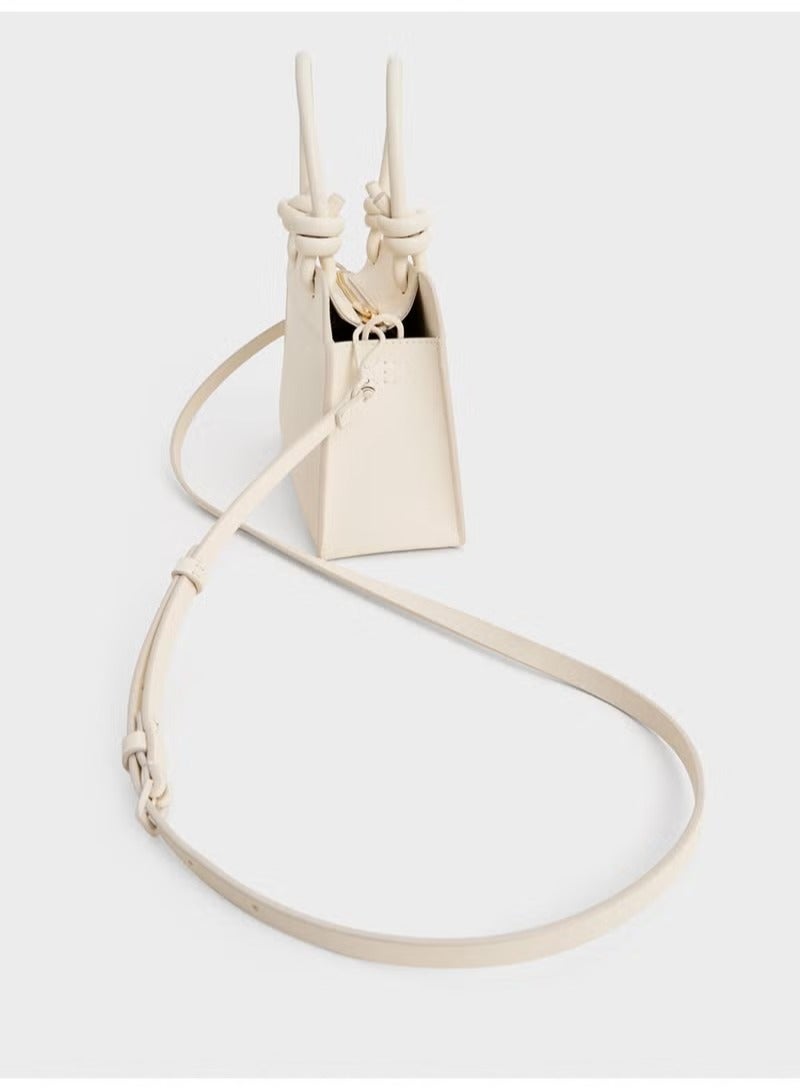 Charles & Keith CHARLES & KEITH Sabine Knotted-Handle Trapeze Tote Bag & Handle Bag & Crossbody Bag for Women  - Image 5
