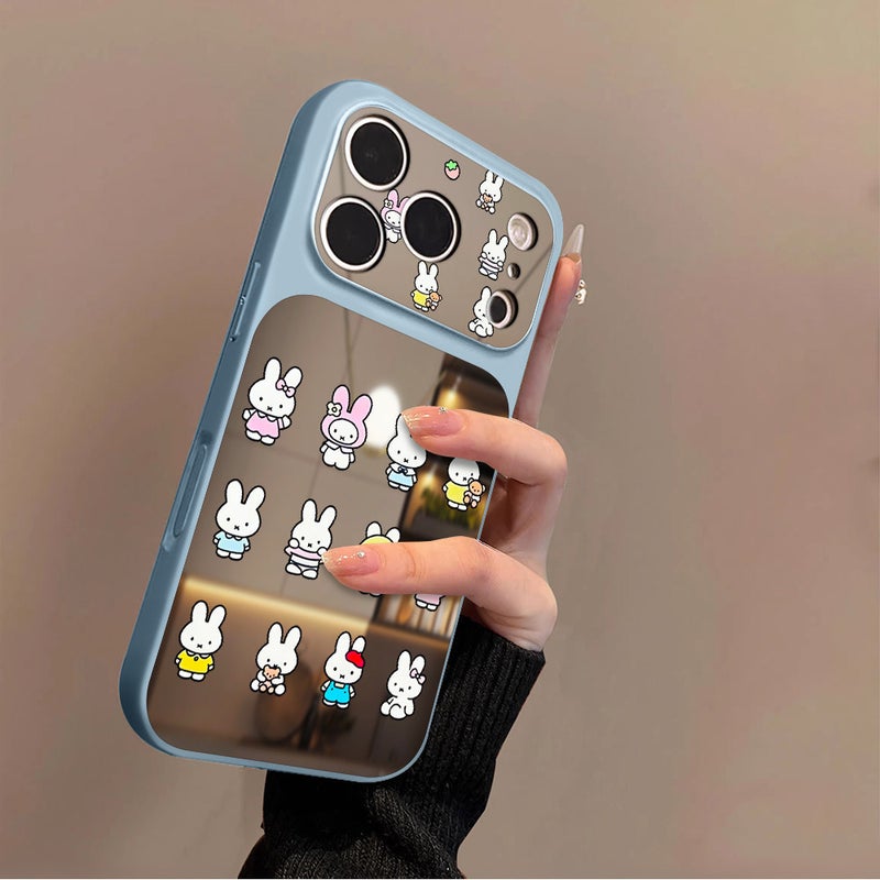 Personalized Rabbit-Themed Phone Case Suitable for Apple 17 Pro Max, iPhone 16 Pro, Cartoon Design for 15, Mirror Finish for 14, New Model for 13 - Image 1