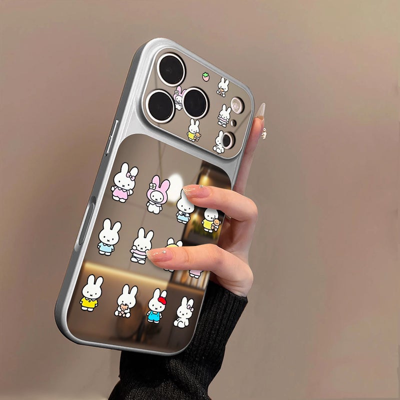 Personalized Rabbit-Themed Phone Case Suitable for Apple 17 Pro Max, iPhone 16 Pro, Cartoon Design for 15, Mirror Finish for 14, New Model for 13 - Image 3