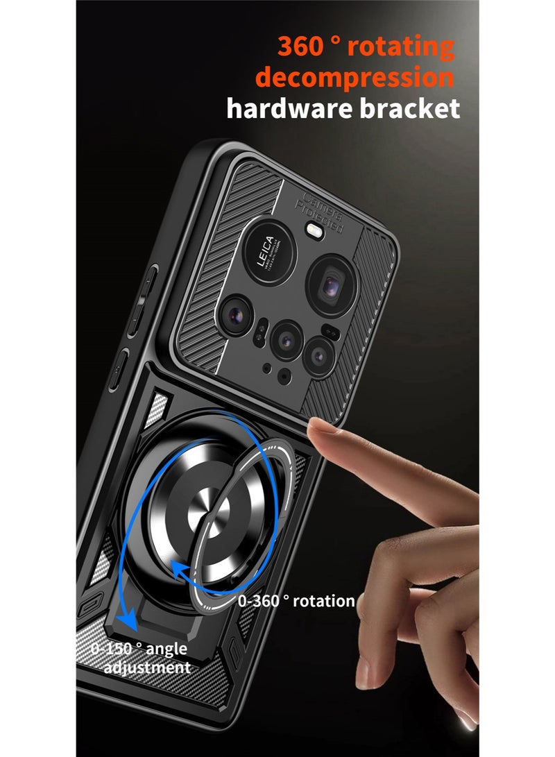 عام غطاء شاومي 15 الترا 5G - غطاء واقي مع حامل مخفي (دوران 360 درجة)، مقاوم للصدمات بمواصفات عسكرية ومضاد للخدوش - Image 2