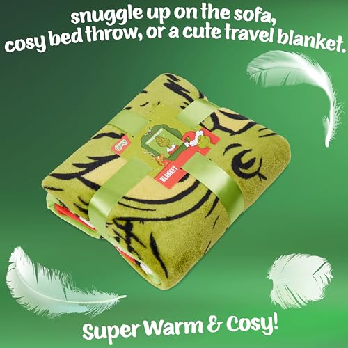 The Grinch Throw Blanket, Soft & Warm Fleece Christmas Blanket, Warm Lightweight & Fluffy Throw, Cozy Bedroom Accessories, Secret Santa Xmas Gifts (Green) - Image 4