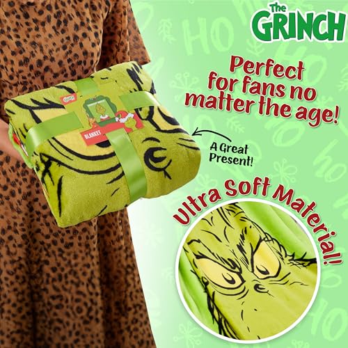 The Grinch Throw Blanket, Soft & Warm Fleece Christmas Blanket, Warm Lightweight & Fluffy Throw, Cozy Bedroom Accessories, Secret Santa Xmas Gifts (Green) - Image 5