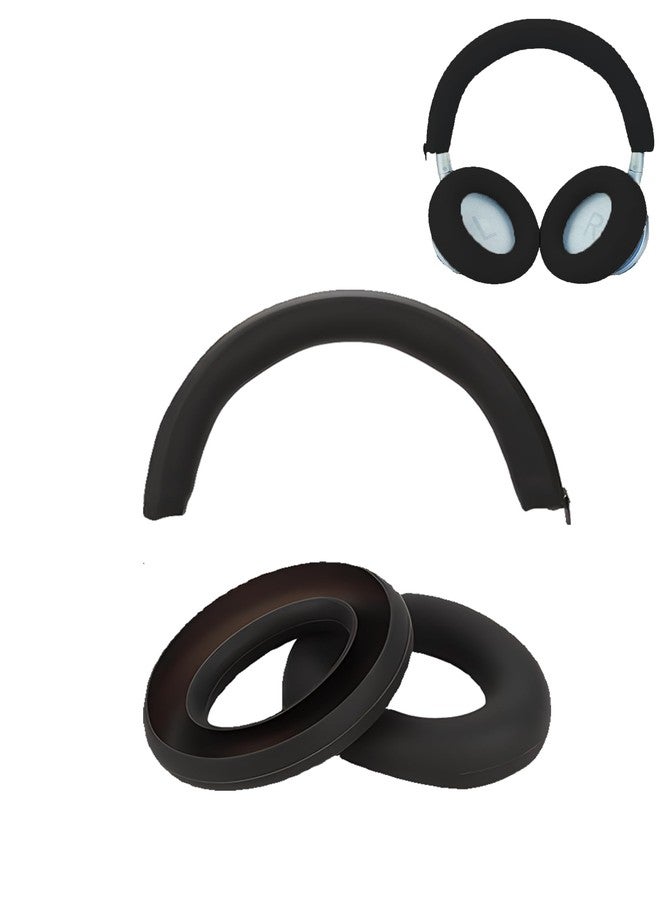 WUNIAK Silicone Case Cover for Soundcore by Anker Space One Active Noise Cancelling Headphones,Ear Caps Cover/Headband Cover for Space One,Anti-Scratch Accessories Soft Silicone Protector.(Black) - Image 1
