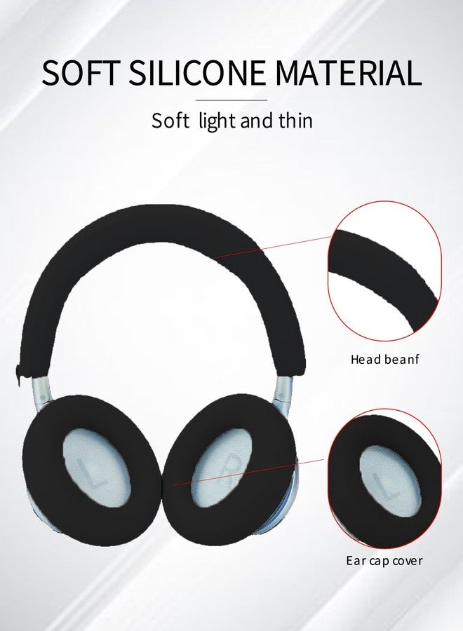 WUNIAK Silicone Case Cover for Soundcore by Anker Space One Active Noise Cancelling Headphones,Ear Caps Cover/Headband Cover for Space One,Anti-Scratch Accessories Soft Silicone Protector.(Black) - Image 4
