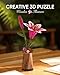 Wowood 3D Flower Wooden Puzzles for AdultsPink Lily DIY Wooden Flowers Model Kit Building Set Crafts for Adults to Build Botanical CollectionIdeal Creative Gift IdeasHousewarming 73PCS - Image 4