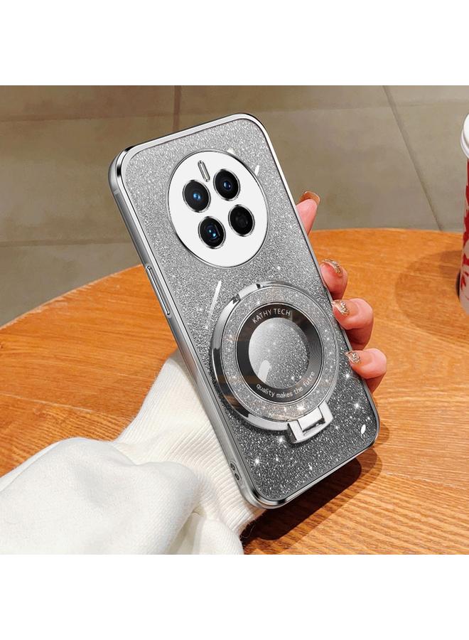 S-TOP Case For Huawei Mate 50 / Mate 50E Plated Gradient Glitter Round Holder TPU Phone Case - Image 1