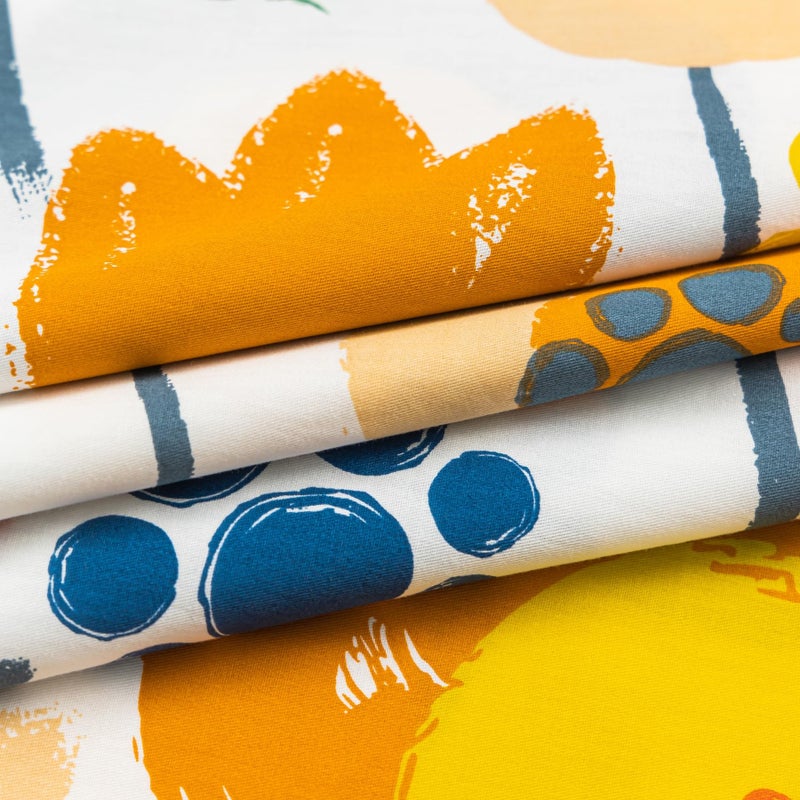 SUSYBAO Kawaii Flower Duvet Cover Queen 100% Cotton 3 Pcs Set 1 Cute Blue Yellow Floral Duvet Cover with Zipper Ties 2 Pillowcases Cartoon Burnt Orange Botanical Bedding Set Soft Breathable - Image 3