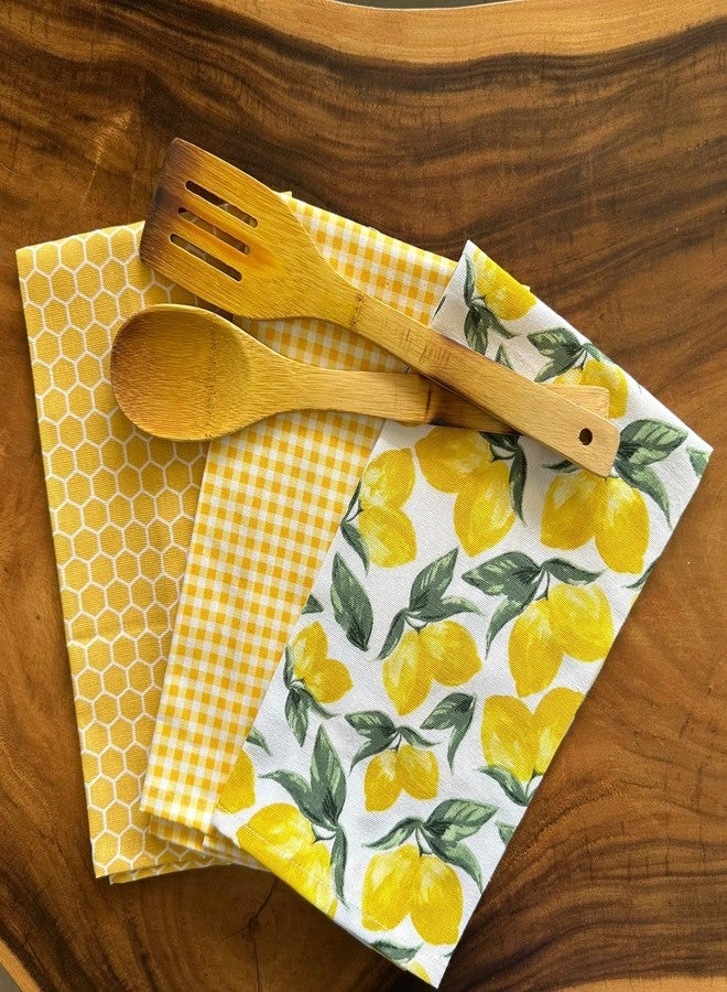 Oak & Lily Set of 3 Kitchen Napkins | Dish Towels | 100% Cotton | Premium European Quality | Washable, Large Size (40 * 60cm) Kitchen Cloth for Roti, Cleaning, Drying, Wiping | Lemon Yellow Print - Image 1