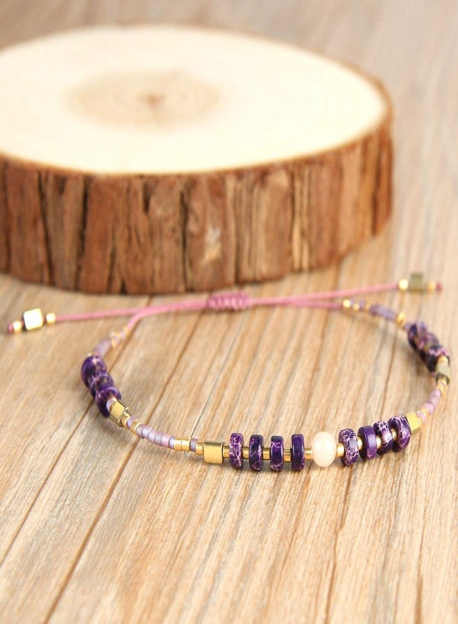 KELITCH Crystal Agate Friendship Bracelet Handmade Miyuki Seed Beads Adjustable Bracelets for Women - Image 5