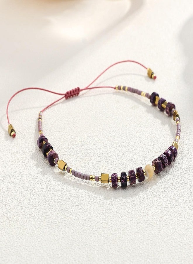 KELITCH Crystal Agate Friendship Bracelet Handmade Miyuki Seed Beads Adjustable Bracelets for Women - Image 3