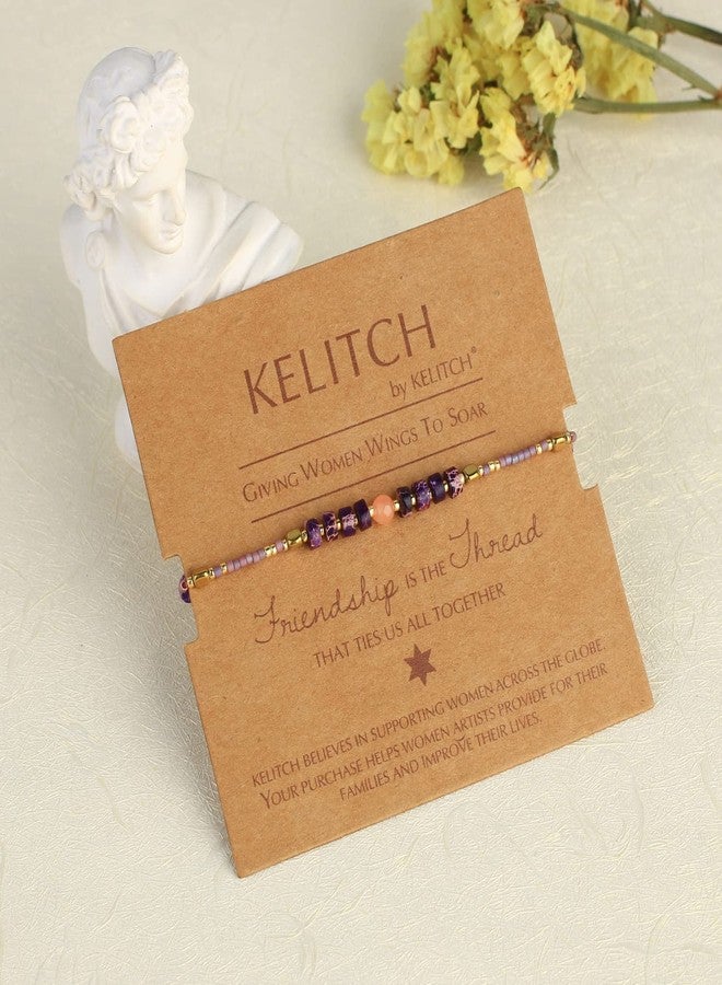 KELITCH Crystal Agate Friendship Bracelet Handmade Miyuki Seed Beads Adjustable Bracelets for Women - Image 4