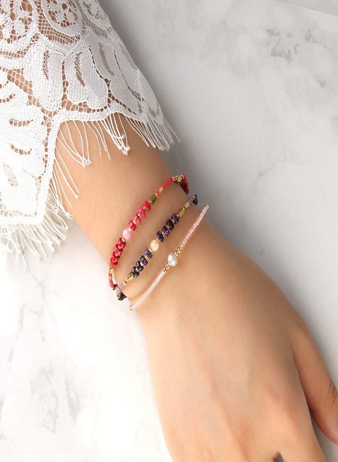 KELITCH Crystal Agate Friendship Bracelet Handmade Miyuki Seed Beads Adjustable Bracelets for Women - Image 2