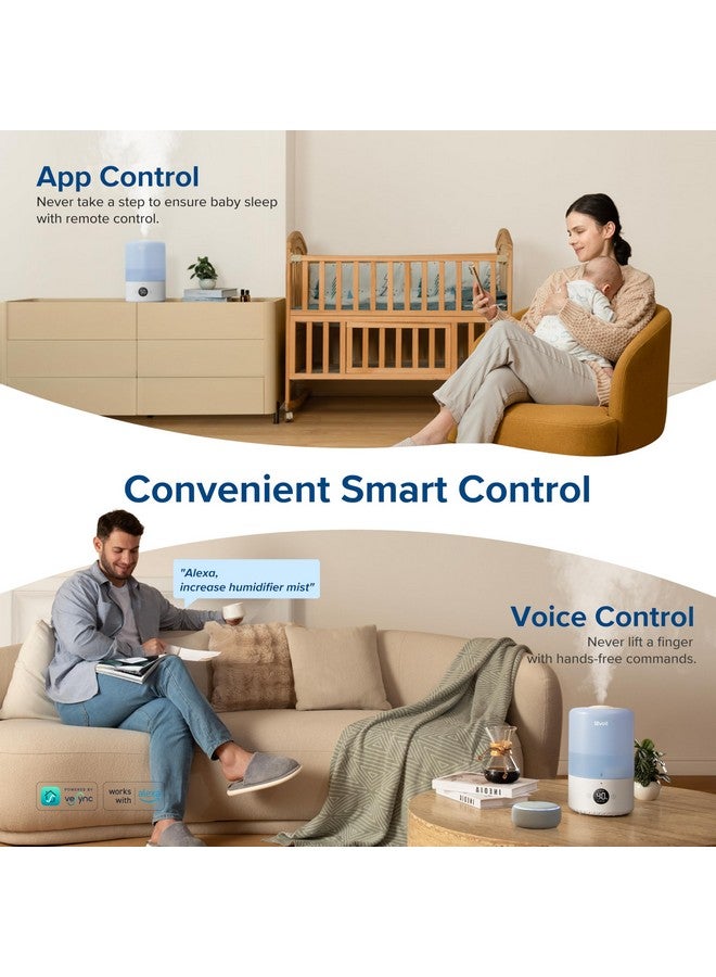 LEVOIT LEVOIT Dual 200S Smart Humidifiers for Bedroom, Top Fill, Customize Humidity for Home, Baby Nursery & Plants with Humidistat, Essential Oil Diffuser, Schedule, Timer, APP & Voice Control, 3L, Blue  - Image 3