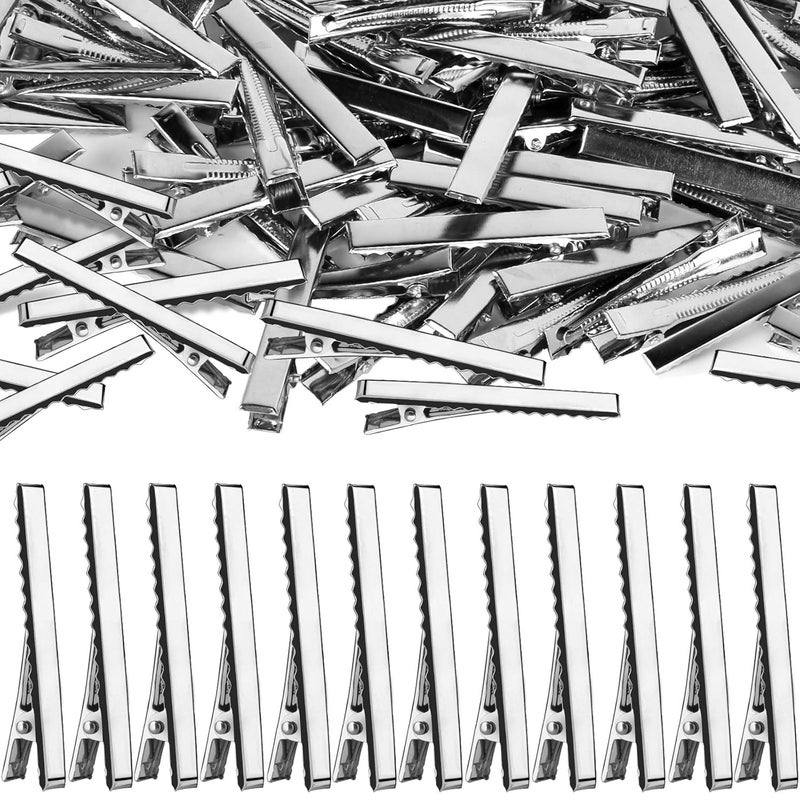 YGDZ Alligator Hair Clips 120pcs 217 Inch Silver Hair Clips Single Prong Flat Metal Hair Bow Alligator Clips for Bows Making Crafts55cm