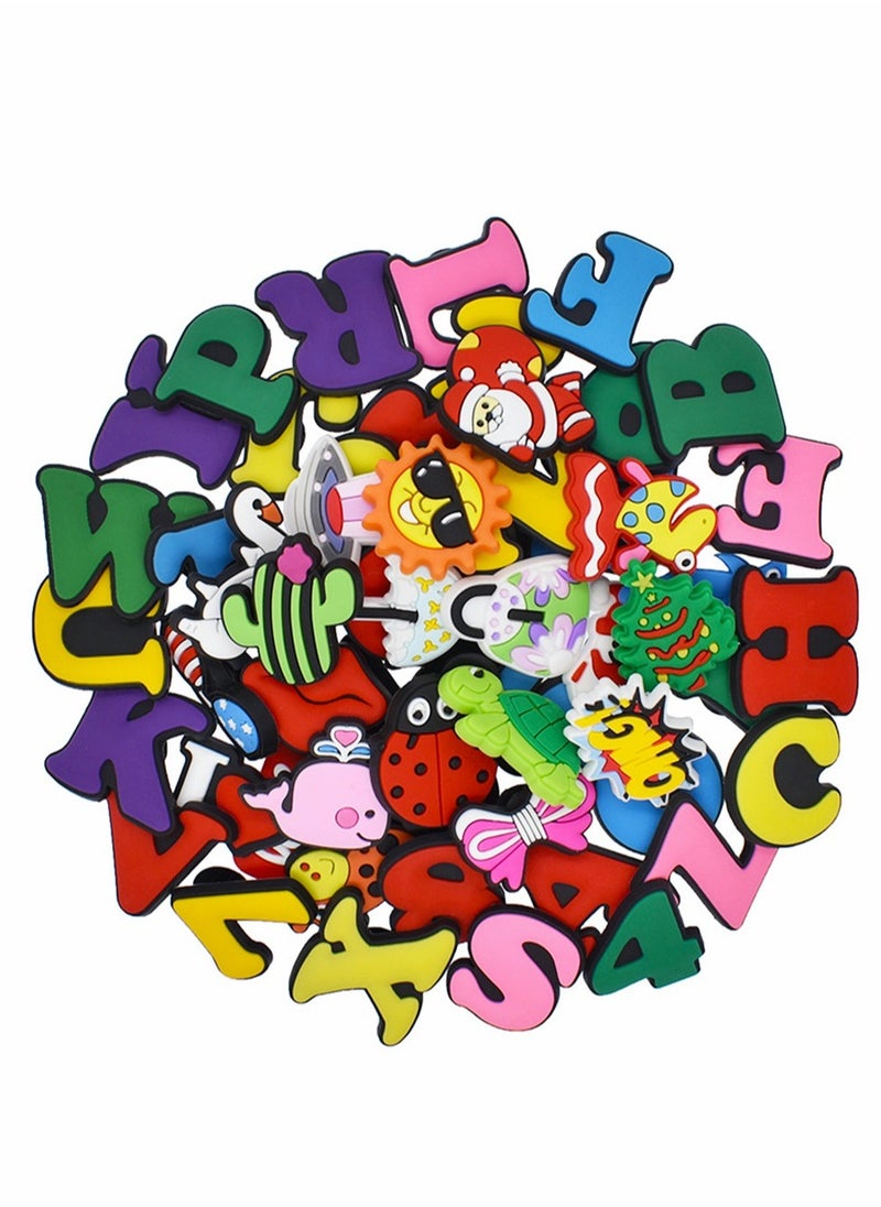 Excefore Shoe Charms Crocs Cartoon Letter PVC Decoration for Crocs Shoes ​Bracelet Wristband for Men Women Kids Girl Boy, Buckle Party Favors Birthday Gifts Nurse Charm 61 PCS  - Image 2