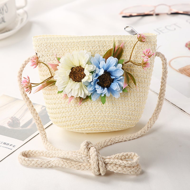 Girls Trendy Crossbody Mini PurseSimulation Bouquet package milk White Simulation Bouquet package milk White 