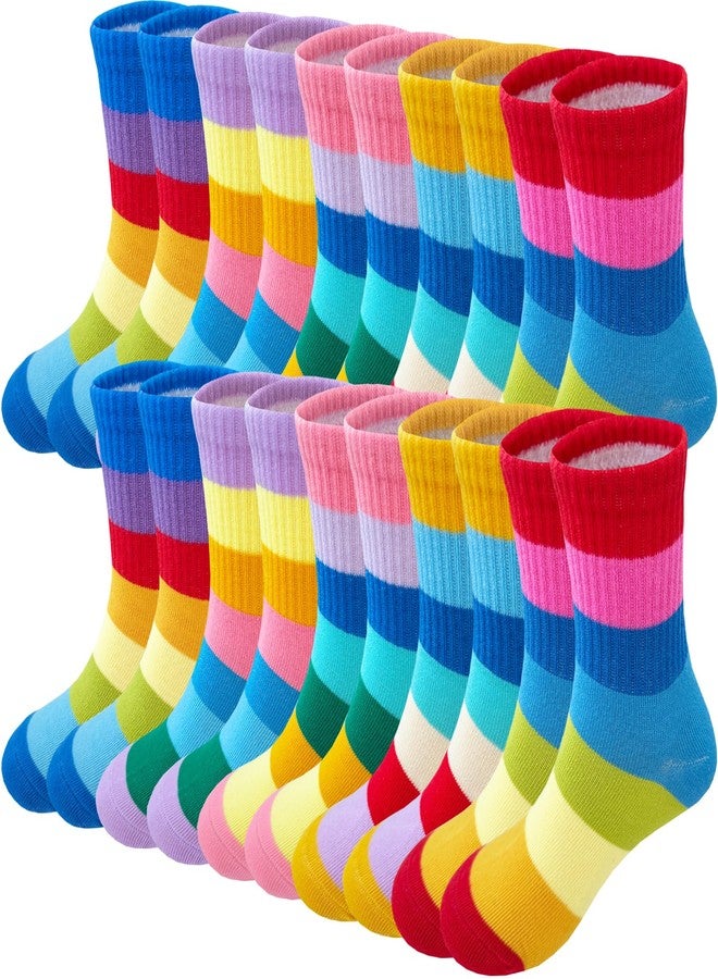 Bemeol 10 Pairs Socks for Girl Athletic Crew Socks Soft Breathable Casual School Sock for Little Big Kids(6-8 Years) - Image 1