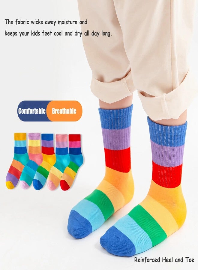 Bemeol 10 Pairs Socks for Girl Athletic Crew Socks Soft Breathable Casual School Sock for Little Big Kids(6-8 Years) - Image 5