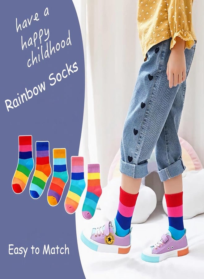 Bemeol 10 Pairs Socks for Girl Athletic Crew Socks Soft Breathable Casual School Sock for Little Big Kids(6-8 Years) - Image 4