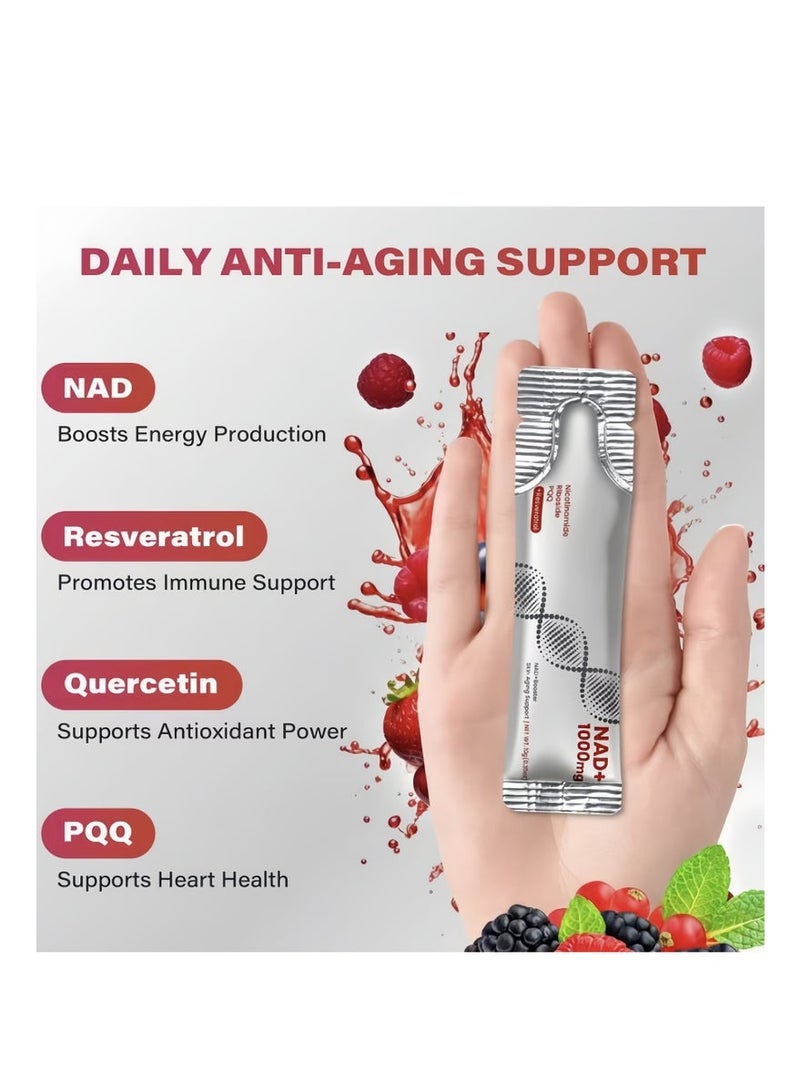 NAD 1000MG High-Potency NAD+ Liquid Supplement, Nicotinamide Riboside & Resveratrol with PQQ, Boosts Cellular Energy, Concentration& Healthy Aging - 1 Pc - Image 2
