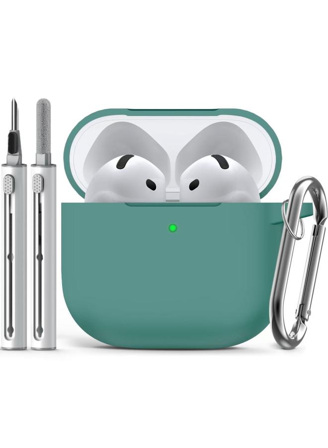 Suitable For Airpods Protective Cover Apple Bluetooth Earphone Shell Plus Cleaning Pen Suit-Color:Pine Needle Green-Model:airpods Pro - Image 1