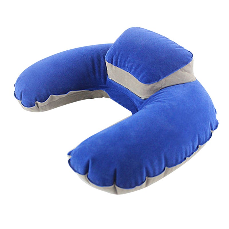 Flocking Pillow Inflatable U shape Air Pillow Neck Cushion for Travel Camping Outdoor ( , with ) - Image 3