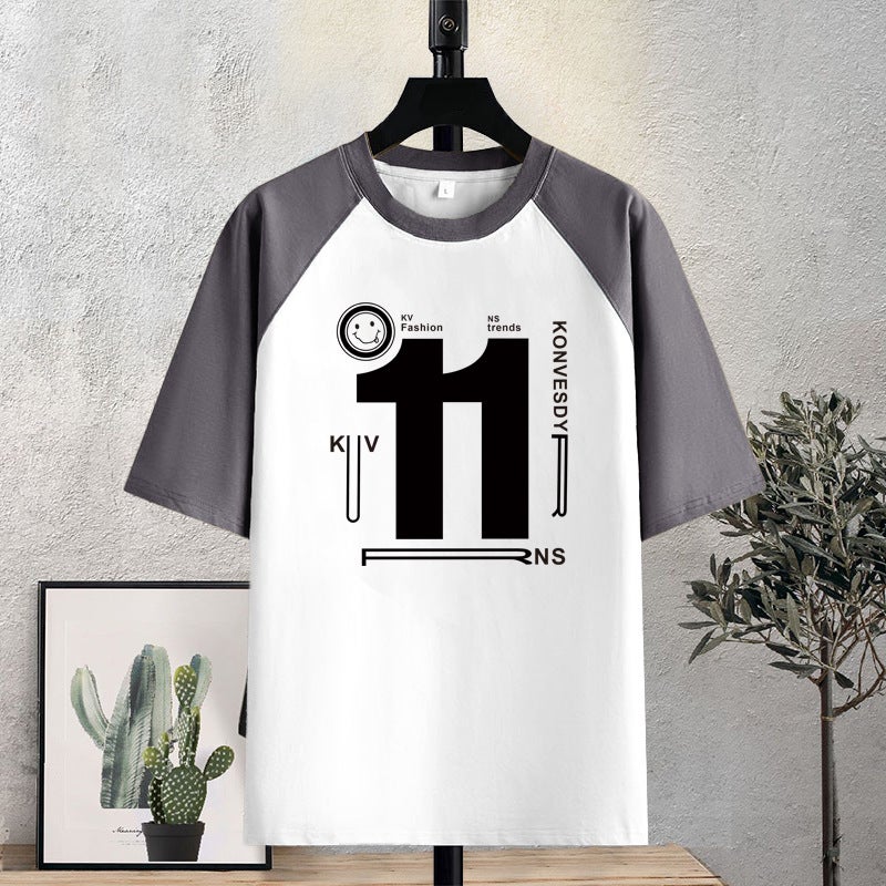 American-Style Raglan Sleeve T-Shirt For Women, Short-Sleeved Color-Blocking Fashion Versatile Oversized Top - Image 5