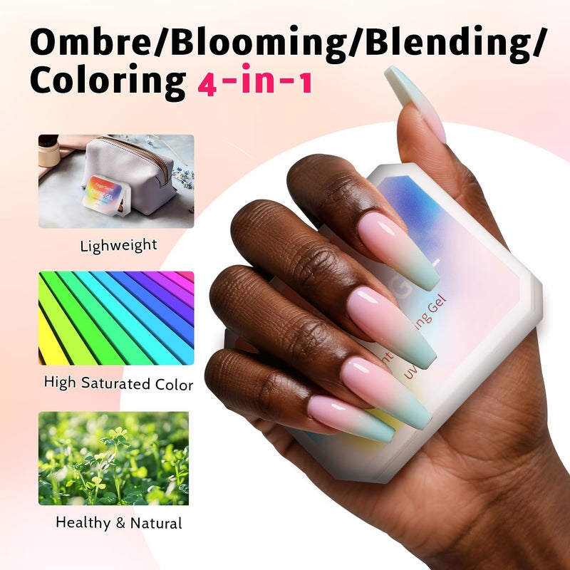 Karroy Sponge Pat Paint Nail Gel, Ombre Nails Gradient Gel Nail Blush Blooming Aura Nails Drawing Stripper Floral Painting DIY Nail Art, No Wipe, UV/LED Curing (16 Colors B) - Image 4