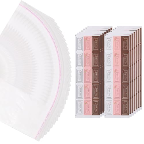 Yitexin 200 Pcs Chocolate Bar Wrappers 2.7" x 6.6", Self Sealing Candy Bar Wrappers with 210 Thank You Stickers, Clear Plastic Cellophane Treat Bags Packing for Party Favor Cookies Snack (Clear) - Image 1