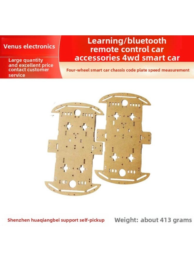 Four-wheel Trolley Chassis Code Disc Speed Measurement/tracking/Bluetooth Remote Control Trolley Accessories 4wd Trolley-Color:Yellow  - Image 4