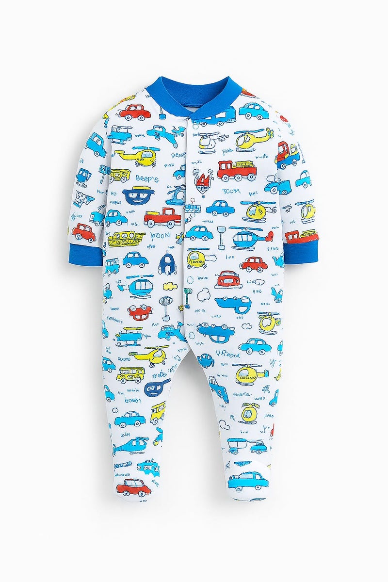 EIO 100% Cotton Rompers Sleepsuits Jumpsuit Night Suits, Pajama Set for Infants Newborn Baby Boys & Girls Pack of 3 (0-3 Months, Yellow, 12-18 Months, Royal Blue) - Image 4