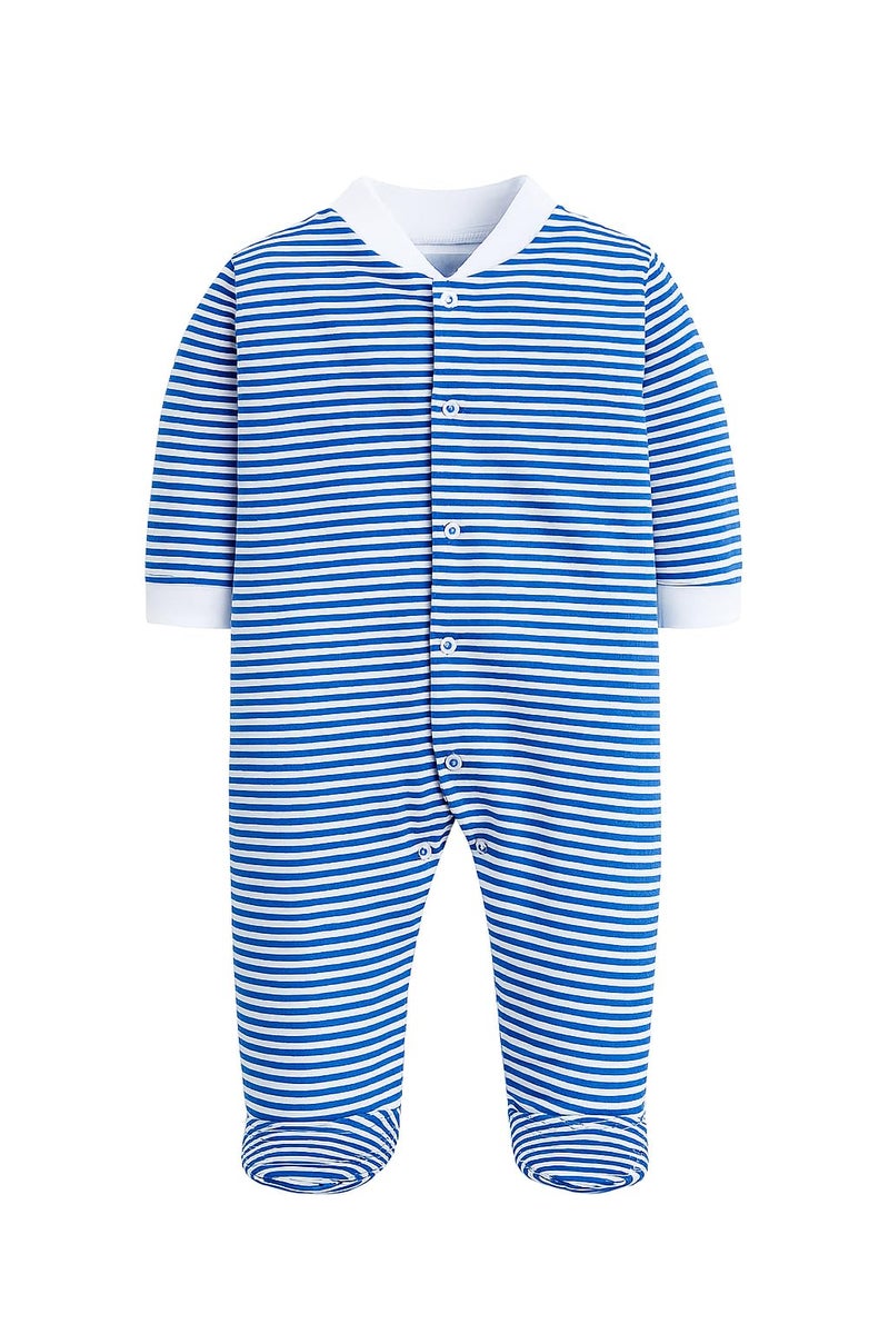 EIO 100% Cotton Rompers Sleepsuits Jumpsuit Night Suits, Pajama Set for Infants Newborn Baby Boys & Girls Pack of 3 (0-3 Months, Yellow, 12-18 Months, Royal Blue) - Image 3