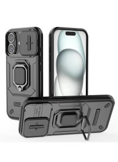 CaseNeo iPhone 16 Case Cover with Slide Camera Cover & Ring Holder, Kickstand Shell Back Cover Scratch-Resistant Shock-Absorbing Protector Accessories Kickstand Stand Magnetic Car Ring Holder Protection  - Image 1