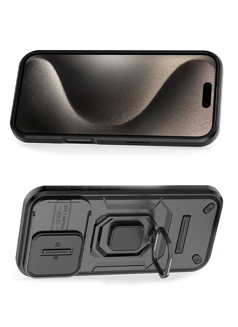 CaseNeo iPhone 16 Case Cover with Slide Camera Cover & Ring Holder, Kickstand Shell Back Cover Scratch-Resistant Shock-Absorbing Protector Accessories Kickstand Stand Magnetic Car Ring Holder Protection  - Image 4