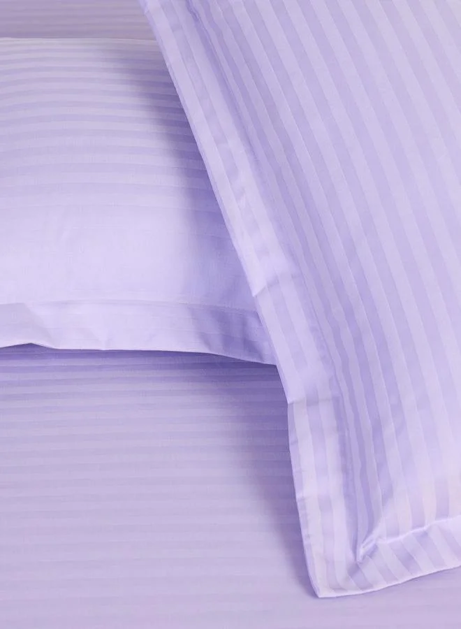 Styli Pack of 2-  Stripe Queen Fitted with Pillow Cover Lilac